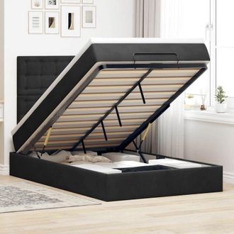 vidaXL Estructura De Cama Otomana Colchones Terciopelo Negro Vidaxl