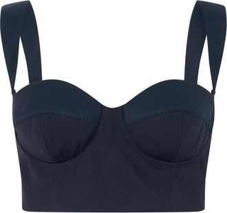 Moschino Cropped Fitted Top - Dames - Tops zonder mouwen - Blauw - L - Wol - Tops