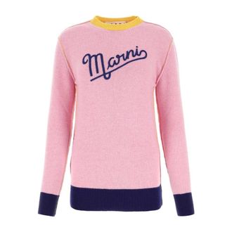 Marni Round-neck Knitwear, female, Pink, Size: XS Round Neck Knitwear