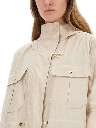 Fay Linen and Cotton Canvas Parka - Beige