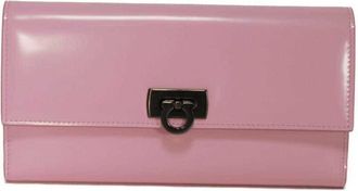 Ferragamo Pink Leather Long Wallet (Tri-Fold) (Pre-Owned)