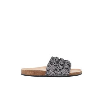 J.W.Anderson Sliders, female, Gray, Size: 10 US Dark Braided Flip-Flops