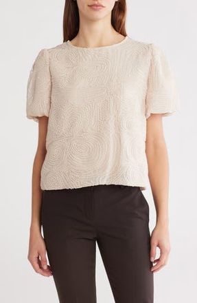 Adrianna Papell Textured Puff Sleeve Top in Light Apricot at Nordstrom Rack, Size X-Large
