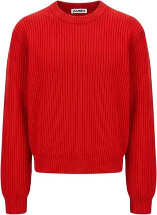 Jil Sander Trui - Dames - Ronde hals truien - Rood - L - Truien & Vesten