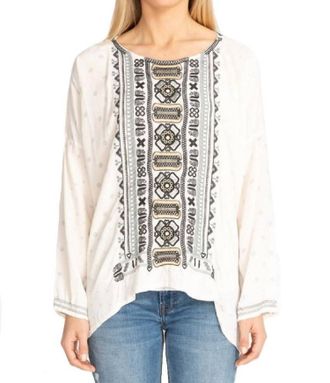 Johnny Was Alka Silk Blouse In Cream