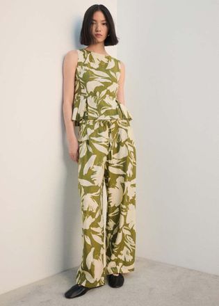 Mango Pantaloni diritti stampa floreale verde - Donna - XS - MANGO