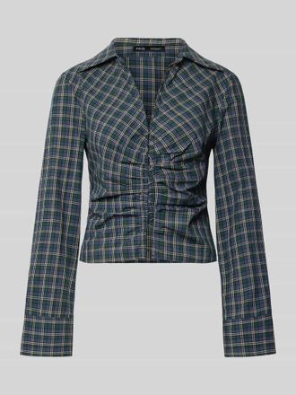 Mango Bluse mit Raffungen und Umlegekragen Modell GALEENO in Marine, Gr&ouml;&szlig;e L