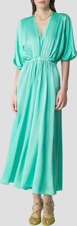 Forte_Forte Silk Satin Half Sleeve Dress In Turquoise