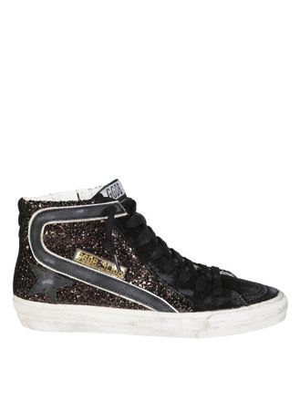 Golden Goose Slide Glitter Upper Suede Sneakers