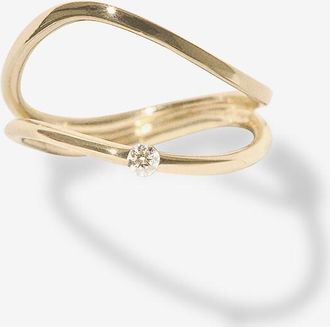 Pascale Monvoisin Doppelter Gelbgold-Ring mit Diamant Dune N&deg;2