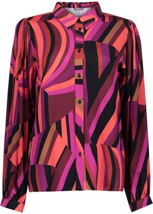 Geisha Graphic Lines Print Blouse - Dames - Blouses & Shirts - Veelkleurig - Maat: S Viscose
