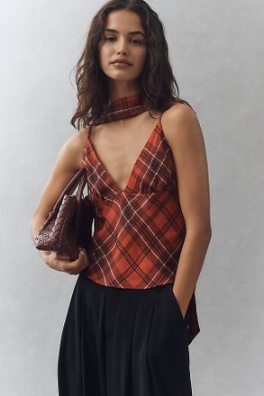 Maeve Scarf-Neck Printed V-Neck Cami