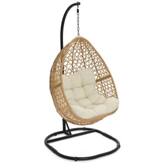 IDMarket Poltrona Moon Traforata In Rattan Con Cuscino Ecr&ugrave;