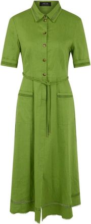 Marc Cain Kleedjes, Dames, Groen, XL, Linnen, Linnenmix Shirt Dress