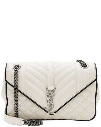 Saint Laurent Black Mixed Matelasse Calfskin Monogram Soft Medium Shoulder Bag (Authentic Pre-Loved)