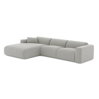 Sia Home Sof&aacute; de esquina izquierda ancha 5 plazas tejido trenzado gris claro