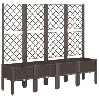 Berkfield Home Garden Planter with Trellis Brown 160x40x142 cm PP | Size: 160 x 40 x 142 cm