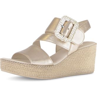 Gabor 84.771 Platform Wedge Sandal in Champagne at Nordstrom, Size 6.5Us
