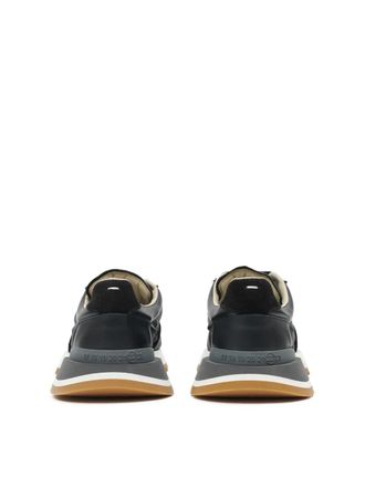 Maison Margiela Mens 50-50 Runner Sneakers Black Leather Nylon