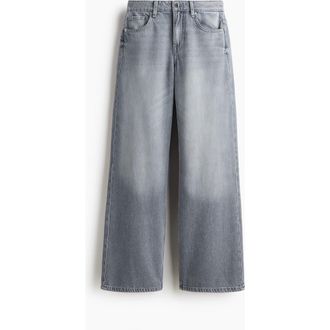 H&M Feather Soft Wide Regular Jeans in Light Denim Gray at Nordstrom, Size 20