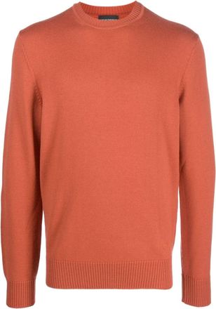 Emporio Armani embroidered-logo virgin-wool jumper - men - Virgin Wool - L - Orange