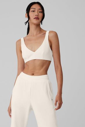 Alo Yoga | Waffle Weekend Escape Bra in Ivory White, Size: Large
