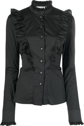 Philosophy di Lorenzo Serafini ruffled poplin shirt - women - Polyester/Polyamide/Spandex/Elastane - 46 - Black