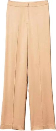 Twinset Stretch Viscose Satin Broek - Dames - Wijde Broeken - Bruin - M - Satijn - Broeken