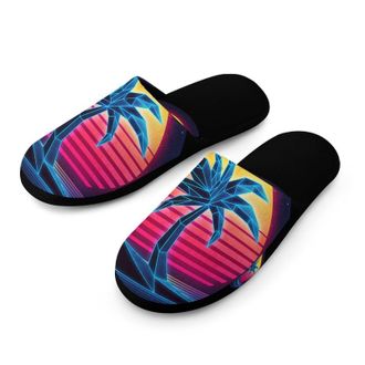 Generic Coconuts Trees 80s Sunset Mens House Slippers Slip Indoor Slipper On Shoes Warm Outdoor