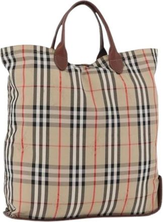 Burberry Pre-owned Tote Bag - Dames - Vintage Shopper - Beige - ONE Size - Leer - Vintage