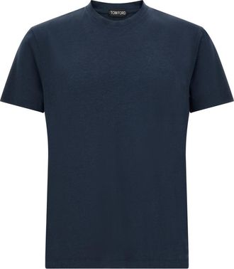 Tom Ford Blue Solid Crew Neck T-Shirt