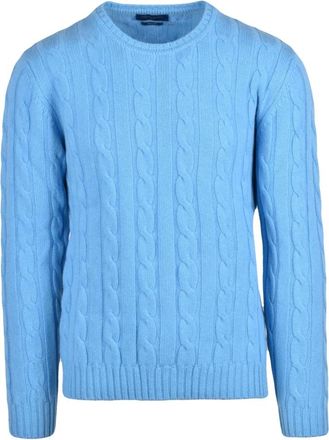 Daniele Fiesoli Truien & Vesten, Heren, Blauw, M, Wol, Pullover Girocollo Intrecciato