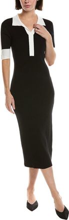 T Tahari Split Collar Rib Sweaterdress