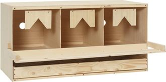 vidaXL Ponedero Para Gallinas 3 Compartimentos Madera Pino 72x33x38 Cm Vidaxl