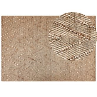 Beliani Beliani - Alfombra De Yute Beige 160 X 230 Cm Algod&oacute;n Hecho A Mano Patr&oacute;n Geom&eacute;trico Daday