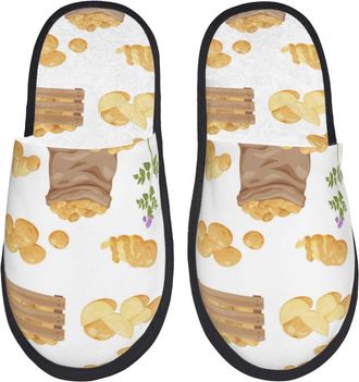 Generic Camping Slippers Cool Potato Flower Pattern Funny Non-Slip Fluffy Slippers Warm Cotton Slipper For Indoor Men Guest Room L