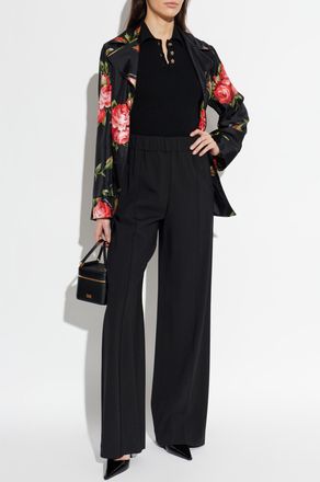 Dolce & Gabbana Ribbed Polo With Shimmering Buttons, Womens, Black