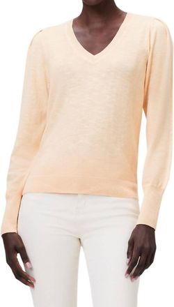 Nic+Zoe Slub V-Neck Sweater In Melon Pop