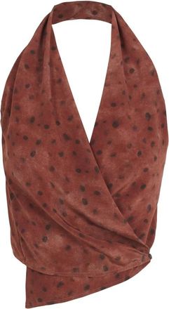 Cortana Etna- zijden top met stippenprint- - Dames - Tops zonder mouwen - Rood - 2XS - Tops