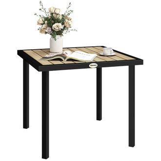 OUTSUNNY Garden Table for 4 Person with 5.4cm Parasol Hole - Brown | TJ Hughes