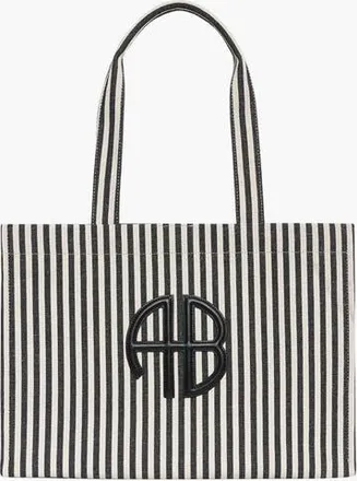 Anine Bing Lara Tote Bag in White/black Stripe at Nordstrom