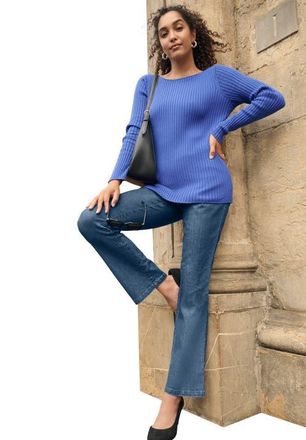 Jessica London Stretch Denim Flared Leg Jegging in Medium Stonewash at Nordstrom, Size 28