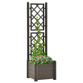 vidaXL Vidaxl - Jardinera Con Enrejado Pp Gris Antracita 43x43x142 Cm