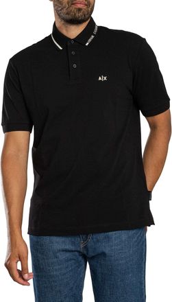 A|X Armani Exchange Polo Shirt Met Opstaande Kraag, Zwart