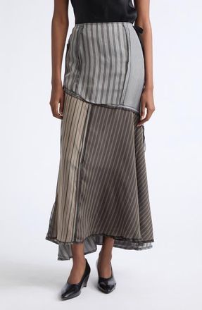Maison Margiela Lining Patchwork Midi Skirt in Mid Grey/steel/brown at Nordstrom, Size 42