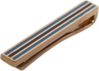 Dolce & Gabbana Mens Gold Tone Brass Logo Branded Tie Clip Bar Real Enamel