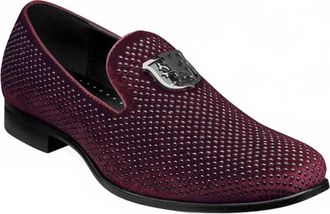 Stacy Adams Mens Swagger Studded Slip Ons In Burgundy