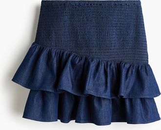 H&M Gesmokter Jeansjupe - Blue