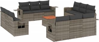 vidaXL Set Sof&aacute;s De Jard&iacute;n Con Cojines 13 Piezas Rat&aacute;n Sint&eacute;tico Gris Vidaxl