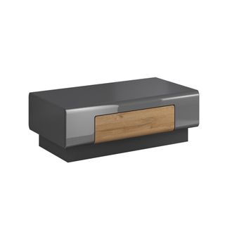 Petits Meubles Mesa de centro 1 caj&oacute;n tableros de aglomerado laminados gris y madera